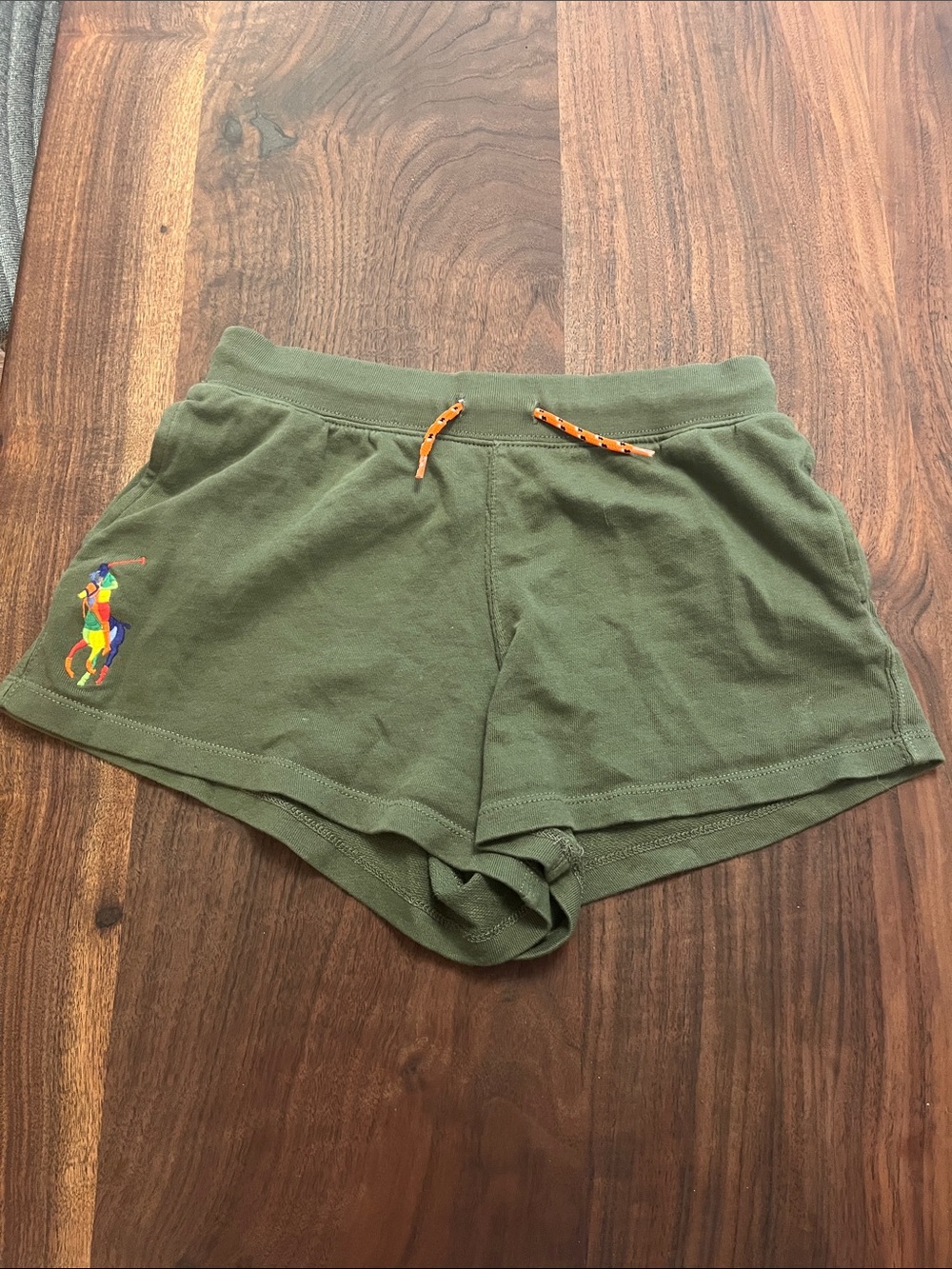 Olive Green Polo Logo Knit Shorts kids large 12-14
